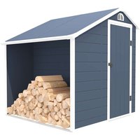 Gartenhaus aus Harz Gardiun Sylvana a- 3,92 m² mit äußere Kaminholzregal 204x192x204 cm Anthrazit von GARDIUN