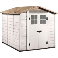 Gartenhaus aus Harz Gardiun Tuscany Evo 240 6 m² 230x262x220 cm Weiß/Beige von GARDIUN