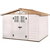 Gartenhaus aus Harz Gardiun Tuscany Evo 280 8 m² 261x309x225 cm Weiß/Beige von GARDIUN