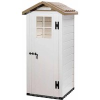 Gartenhaus aus Harz Gardiun Tuscany Evo 80 1 m² 97x97x203 cm Weiß/Beige von GARDIUN