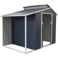 Gartenhaus aus Metall Gardiun Marlow mit Veranda 6,85 m² Außenfläche 355x193x237 cm Verzinkter Stahl Grau Anthrazit von GARDIUN