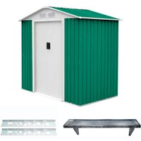 Pack Metallische Gartenhaus Gardiun Yorkshire 2,43m 121x201x190 cm mit 2 x 5x40 Stahlwerkzeughalter und 1 Wandregal 20x80 cm von GARDIUN