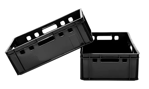 GARDIVO E2 Kisten Schwarz 5 Stück 60x40x20 Meischkiste, Metzgerkiste, Lagerkiste schwarz, stapelbbar lebbensmittelecht robust fleischerkiste kunststoff Eurobox GARDIVO E2 Kisten Schwarz 5 Stück 60x40x20 Meischkiste, Metzgerkiste, Lagerkiste schwarz, stapelbbar lebbensmittelecht robust fleischerkiste kunststoff Eurobox von gardivo