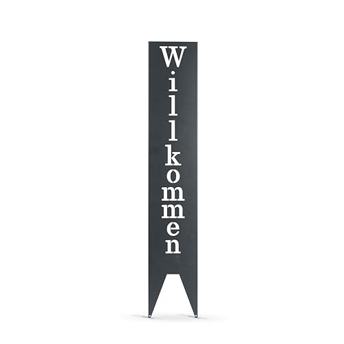 GARDIVO Gartendeko Willkommensschild für Außenbereich 115cm 3 Farben Verschiedene Muster in den Boden stecken Schild Metall Rost Anthrazit mehr (Anthrazit, Klassisch) von gardivo