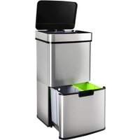 Mülleimer Küche 62 Liter Automatisch Abfalleimer mit Sensor 3 fächer Mülltrennsystem mit Softclose-Deckel Klemmring für Müllsäcke aus Edelstahl von GARDTECH
