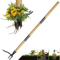 Unkrautstecher Holz Manueller Unkrautabziehers mit langem Griff 4-Klauen 3-teilig abnehmbar Unkraut leicht entfernen Garten - Gardtech von GARDTECH