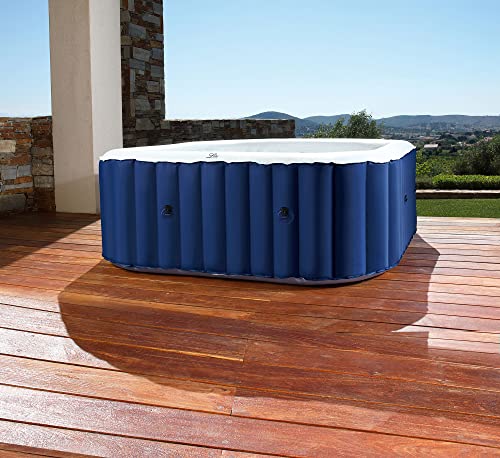 MSPA aufblasbar Outdoor Sapphire für 4 Personen 158 x 158 x 68 cm mit Massagedüsen und Filter- Aufblasfunktion per Knopfdruck Pool eckig in blau von GARDWELL