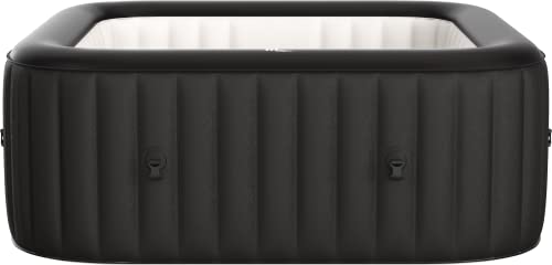 GARDWELL Whirlpool aufblasbar Outdoor gardwell Blackdot 6 Personen 185 x 185 x 68 cm mit Massagedüsen und Filter - Aufblasfunktion per Knopfdruck - Pool eckig in schwarz von GARDWELL