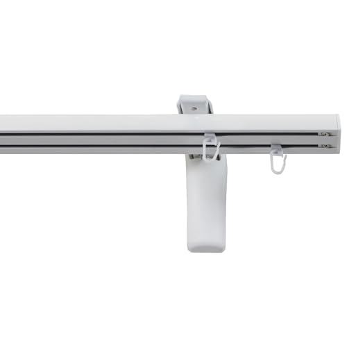 Garesa Gardinenschiene Flächenvorhangschiene Smart, 2-läufig, Weiß I Alu Vorhangschiene inkl. Gleiter I Wandmontage I Auch für schwere Vorhänge I 350cm von GARESA schönes fürs Fenster
