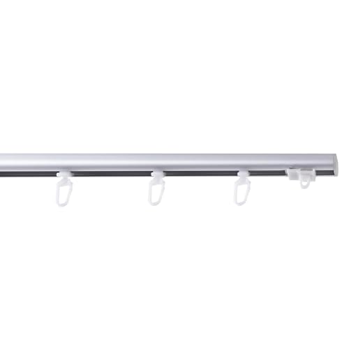 Garesa Gardinenschiene Profil 100, 1-läufig, Alu Natur I Aluminiumschiene inkl. Gleiter I Deckenmontage I Halbrunde Schleuderschiene mit Schnellspanner I 110cm von GARESA schönes fürs Fenster