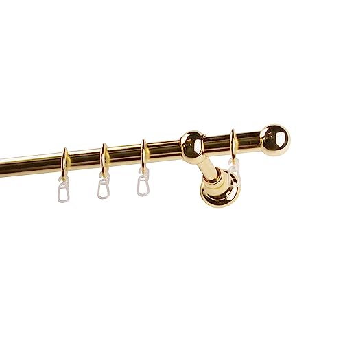 Garesa Gardinenstange Andrea Ø 20mm, 1-läufig, Messing I Stabile Vorhangstange inkl. Ringe + Faltenlegehaken I Mit Endknopf Kugel kurz I 160cm von GARESA schönes fürs Fenster