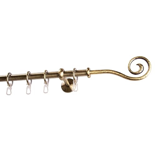 Garesa Gardinenstange Esperanca Ø 16mm, 1-läufig, Messing, antik I Rustikale Vorhangstange inkl. Ringe + Faltenlegehaken I Mit Endknopf Spirale I Wandmontage I 280cm von GARESA schönes fürs Fenster