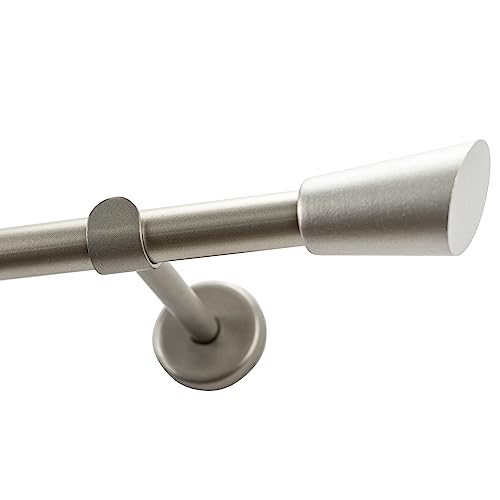 Garesa Gardinenstange Molis Ø 20mm, 1-läufig, Chrom, matt I Stabile Vorhangstange ohne Ringe I Offener Träger mit Endknopf Keil I Auch für mittelschwere Vorhänge I 140cm von GARESA schönes fürs Fenster
