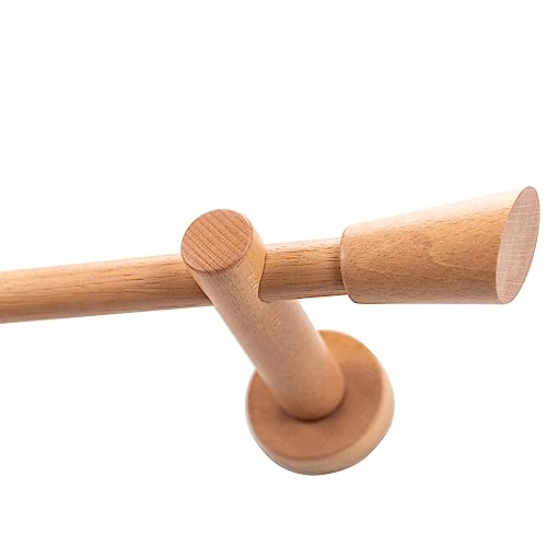 Garesa Gardinenstange Molis Ø 20mm, 1-läufig, Rotbuche I Stabile Vorhangstange ohne Ringe I Mit Endknopf Keil I Auch für mittelschwere Vorhänge I 140cm von GARESA schönes fürs Fenster