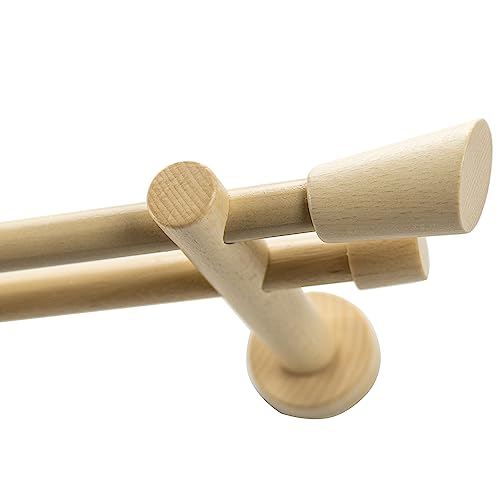 Garesa Gardinenstange Molis Ø 20mm, 2-läufig, Natur I Stabile Vorhangstange ohne Ringe I Mit Endknopf Keil I Auch für mittelschwere Vorhänge I 270cm von GARESA schönes fürs Fenster