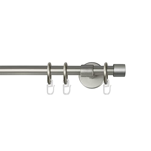 Garesa Gardinenstange Rustika Ø 16mm, 1-läufig, Chrom, matt I Rustikale Vorhangstange aus Metall inkl. Ringe + Faltenlegehaken I Mit Endknopf Kappe I 130cm von GARESA schönes fürs Fenster