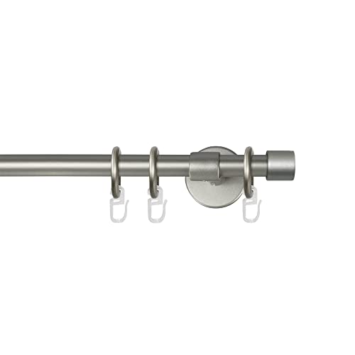 Garesa Gardinenstange Rustika Ø 16mm, 1-läufig, Chrom, matt I Rustikale Vorhangstange aus Metall inkl. Ringe + Faltenlegehaken I Mit Endknopf Kappe I 360cm von GARESA schönes fürs Fenster