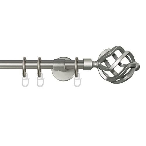 Garesa Gardinenstange Rustika Ø 16mm, 1-läufig, Chrom, matt I Rustikale Vorhangstange aus Metall inkl. Ringe + Faltenlegehaken I Mit Endknopf Korb I 160cm Garesa Gardinenstange Rustika Ø 16mm, 1-läufig, Chrom, matt I Rustikale Vorhangstange aus Metall inkl. Ringe + Faltenlegehaken I Mit Endknopf Korb I 160cm von GARESA schönes fürs Fenster