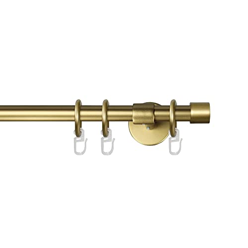 Garesa Gardinenstange Rustika Ø 16mm, 1-läufig, Gold, matt I Rustikale Vorhangstange aus Metall inkl. Ringe + Faltenlegehaken I Mit Endknopf Kappe I 100cm von GARESA schönes fürs Fenster