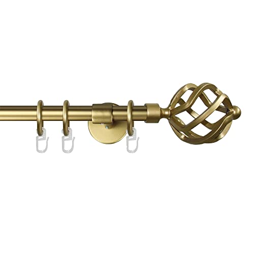 Garesa Gardinenstange Rustika Ø 16mm, 1-läufig, Gold matt I Rustikale Vorhangstange aus Metall inkl. Ringe + Faltenlegehaken I Mit Endknopf Korb I 310cm Garesa Gardinenstange Rustika Ø 16mm, 1-läufig, Gold matt I Rustikale Vorhangstange aus Metall inkl. Ringe + Faltenlegehaken I Mit Endknopf Korb I 310cm von GARESA schönes fürs Fenster