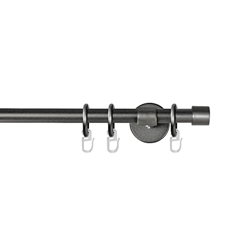 Garesa Gardinenstange Rustika Ø 16mm, 1-läufig, Graphite I Rustikale Vorhangstange aus Metall inkl. Ringe + Faltenlegehaken I Mit Endknopf Kappe I 420cm von GARESA schönes fürs Fenster