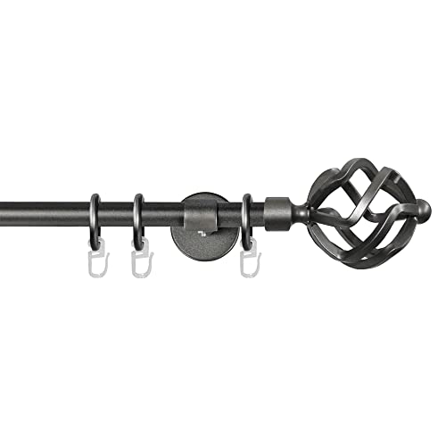 Garesa Gardinenstange Rustika Ø 16mm, 1-läufig, Graphite I Rustikale Vorhangstange aus Metall inkl. Ringe + Faltenlegehaken I Mit Endknopf Korb I 310cm Garesa Gardinenstange Rustika Ø 16mm, 1-läufig, Graphite I Rustikale Vorhangstange aus Metall inkl. Ringe + Faltenlegehaken I Mit Endknopf Korb I 310cm von GARESA schönes fürs Fenster