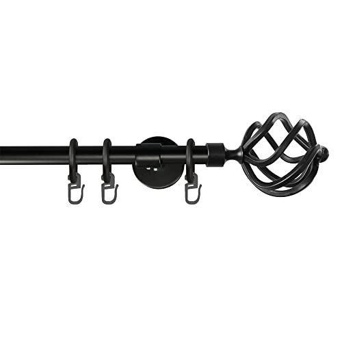 Garesa Gardinenstange Rustika Ø 16mm, 1-läufig, Schwarz I Rustikale Vorhangstange aus Metall inkl. Ringe + Faltenlegehaken I Mit Endknopf Korb I 140cm Garesa Gardinenstange Rustika Ø 16mm, 1-läufig, Schwarz I Rustikale Vorhangstange aus Metall inkl. Ringe + Faltenlegehaken I Mit Endknopf Korb I 140cm von GARESA schönes fürs Fenster
