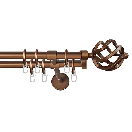 Garesa Gardinenstange Rustika Ø 16mm, 2-läufig, Bronze I Rustikale Vorhangstange aus Metall inkl. Ringe + Faltenlegehaken I Mit Endknopf Korb I 270cm Garesa Gardinenstange Rustika Ø 16mm, 2-läufig, Bronze I Rustikale Vorhangstange aus Metall inkl. Ringe + Faltenlegehaken I Mit Endknopf Korb I 270cm von GARESA schönes fürs Fenster