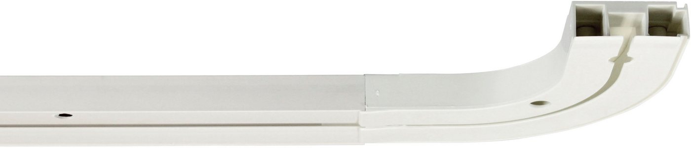 Gardinenschiene Kunststoffschiene CREDO, GARESA, 1-läufig, Wunschmaßlänge, mit Bohren, verschraubt, seitlich mit Rundbögen (kein Spalt zwischen Vorhang und Wand) von GARESA