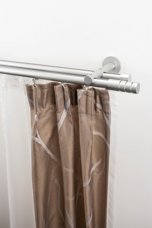 GARESA Gardinenstange EASY, Ø 20 mm, 2-läufig, Wunschmaßlänge, mit Bohren, verschraubt, Aluminium von GARESA