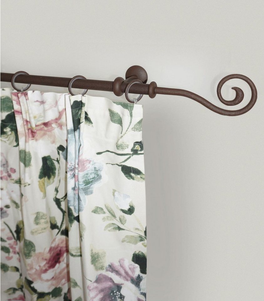 GARESA Gardinenstange ESPERANCA, Ø 16 mm, 1-läufig, Wunschmaßlänge, verschraubt, Metall, rustikale Vorhanggarnitur, verlängerbar, Eisen, Endk. Spirale von GARESA