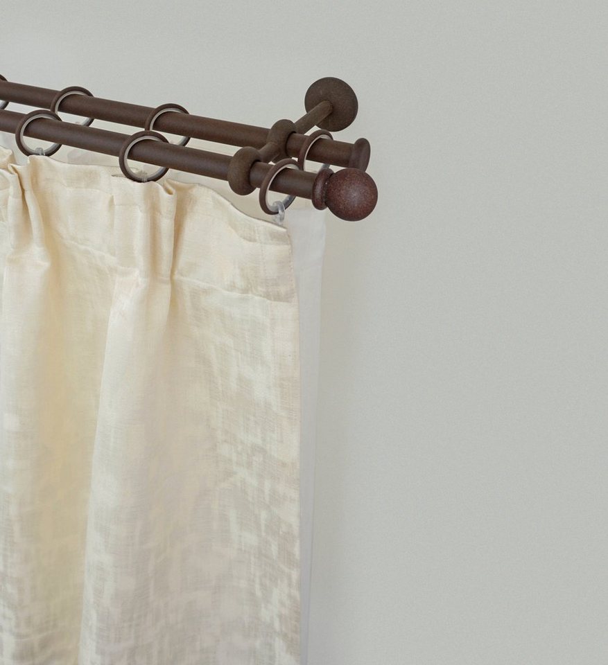 GARESA Gardinenstange ESPERANCA, Ø 16 mm, 2-läufig, Wunschmaßlänge, verschraubt, Metall, rustikale Vorhanggarnitur, verlängerbar, Eisen, Endk. Kugel, m. Ringe von GARESA