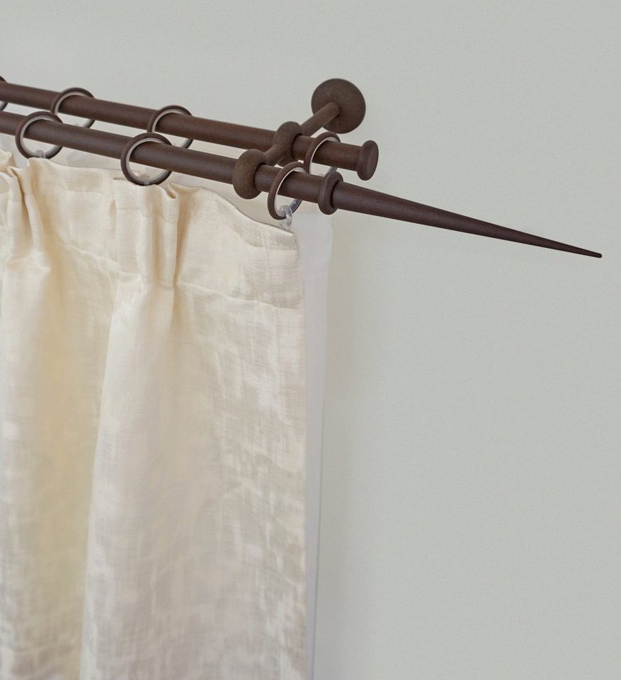 GARESA Gardinenstange ESPERANCA, Ø 16 mm, 2-läufig, Wunschmaßlänge, verschraubt, Metall, rustikale Vorhanggarnitur, verlängerbar, Endknopf Spitze, m. Ringe von GARESA