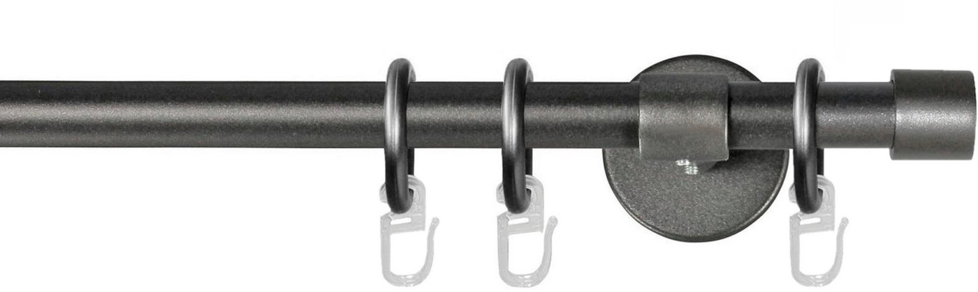 GARESA Gardinenstange RUSTIKA, Ø 16 mm, 1-läufig, Wunschmaßlänge, verschraubt, Metall, rustikale Vorhanggarnitur, verlängerbar, m. Ringe, Endkappe von GARESA