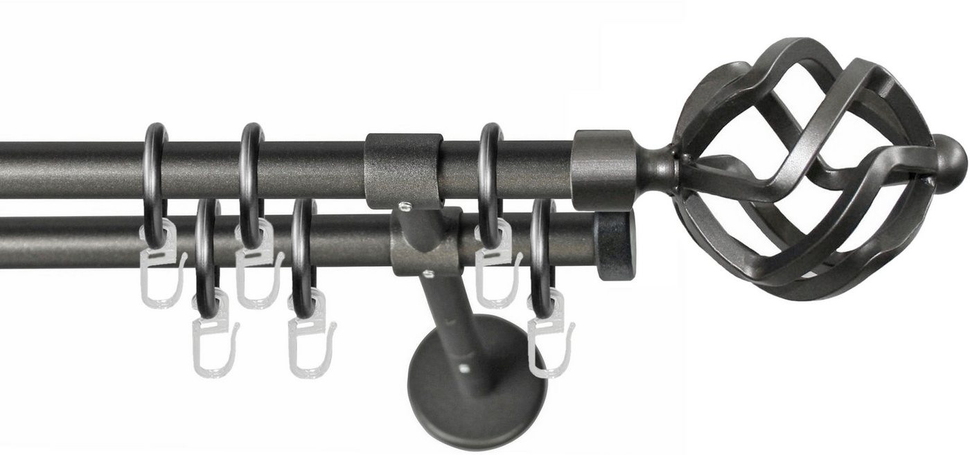 GARESA Gardinenstange RUSTIKA, Ø 16 mm, 2-läufig, Wunschmaßlänge, verschraubt, Metall, rustikale Vorhanggarnitur, verlängerbar, m. Ringe, Endknopf Korb GARESA Gardinenstange RUSTIKA, Ø 16 mm, 2-läufig, Wunschmaßlänge, verschraubt, Metall, rustikale Vorhanggarnitur, verlängerbar, m. Ringe, Endknopf Korb von GARESA