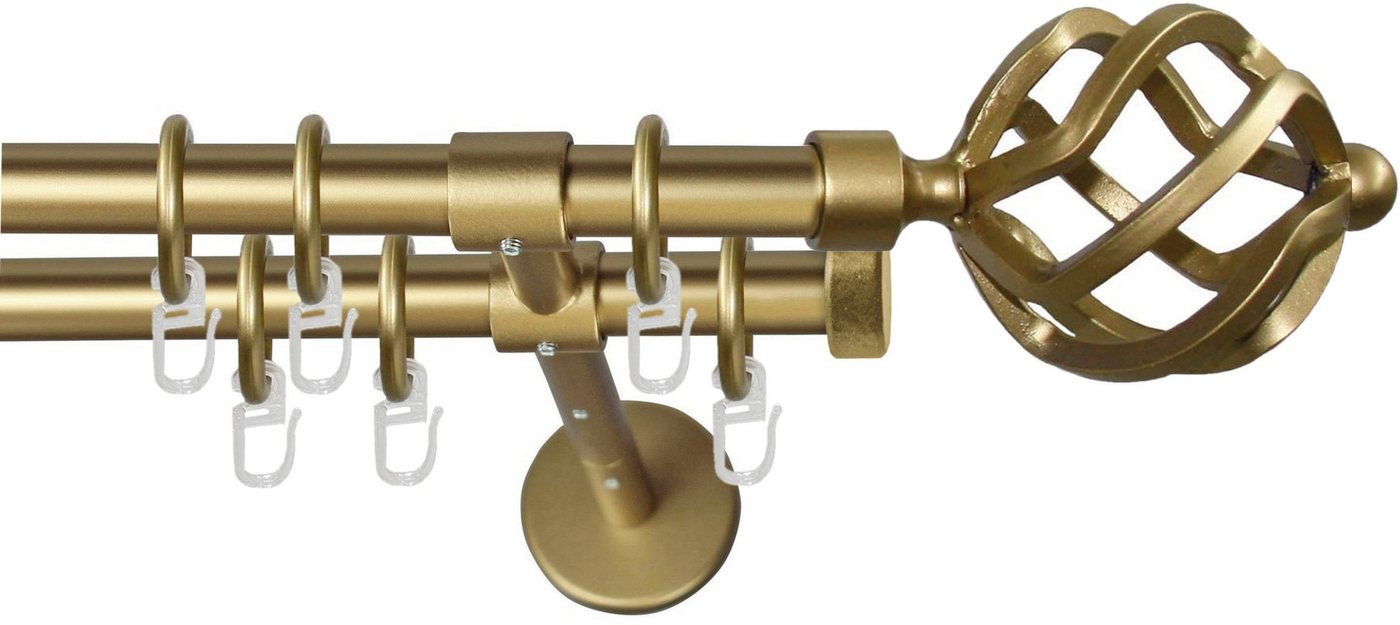 GARESA Gardinenstange RUSTIKA, Ø 16 mm, 2-läufig, Wunschmaßlänge, verschraubt, Metall, rustikale Vorhanggarnitur, verlängerbar, m. Ringe, Endknopf Korb GARESA Gardinenstange RUSTIKA, Ø 16 mm, 2-läufig, Wunschmaßlänge, verschraubt, Metall, rustikale Vorhanggarnitur, verlängerbar, m. Ringe, Endknopf Korb von GARESA