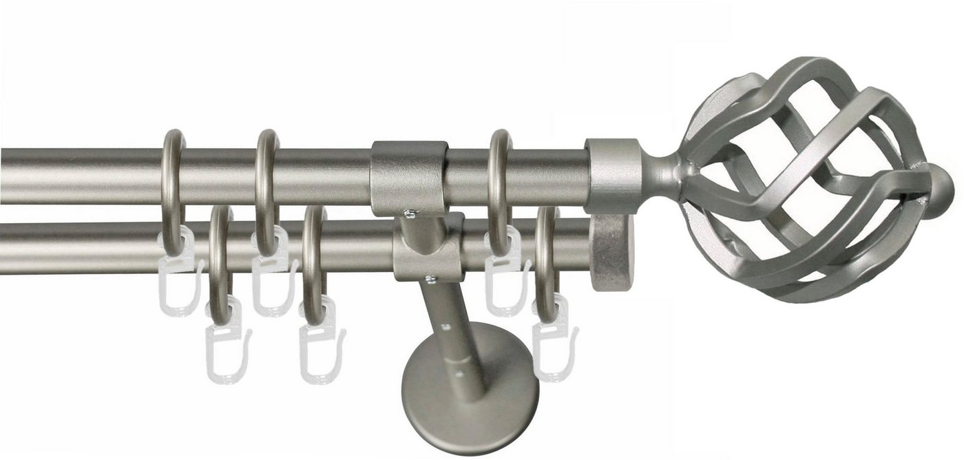 GARESA Gardinenstange RUSTIKA, Ø 16 mm, 2-läufig, Wunschmaßlänge, verschraubt, Metall, rustikale Vorhanggarnitur, verlängerbar, m. Ringe, Endknopf Korb GARESA Gardinenstange RUSTIKA, Ø 16 mm, 2-läufig, Wunschmaßlänge, verschraubt, Metall, rustikale Vorhanggarnitur, verlängerbar, m. Ringe, Endknopf Korb von GARESA