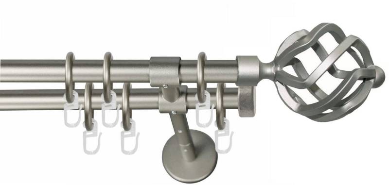 GARESA Gardinenstange RUSTIKA, Ø 16 mm, 2-läufig, Wunschmaßlänge, verschraubt, Metall, rustikale Vorhanggarnitur, verlängerbar, m. Ringe, Endknopf Korb GARESA Gardinenstange RUSTIKA, Ø 16 mm, 2-läufig, Wunschmaßlänge, verschraubt, Metall, rustikale Vorhanggarnitur, verlängerbar, m. Ringe, Endknopf Korb von GARESA