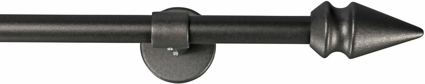 GARESA Gardinenstange SPYRNA, Ø 16 mm, 1-läufig, Wunschmaßlänge, mit Bohren, verschraubt, Holzwerkstoff, Metall, Vorhanggarnitur, verlängerbar, Spitze, ohne Ringe von GARESA