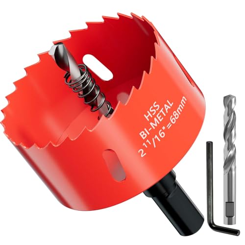 GARHWAL Bi-Metall-Lochsäge 68mm, Bohrkrone, Lochbohrer, mit Dreiecksschaft Adapter und Zentrierbohrer - ideal für Hohlwanddose, LED-Spot, Steckdose in Gipskarton/Holz GARHWAL Bi-Metall-Lochsäge 68mm, Bohrkrone, Lochbohrer, mit Dreiecksschaft Adapter und Zentrierbohrer - ideal für Hohlwanddose, LED-Spot, Steckdose in Gipskarton/Holz von GARHWAL