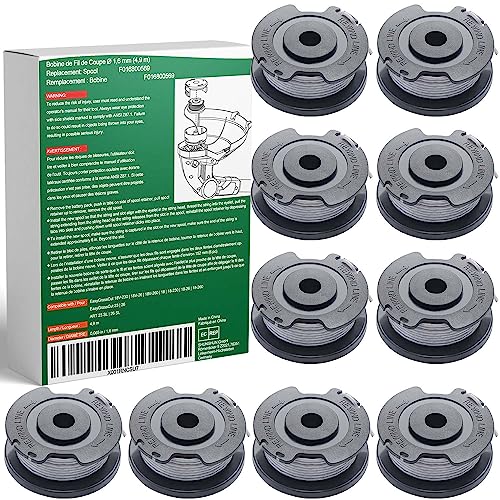 Rasentrimmer Spule für Bosch Rasentrimmer - 10 Stück Trimmer Spule F016800569 Kompatibel Mit Bosch Akku Rasentrimmer EasyGrassCut - Fadenspule Ø 1,6 mm x 4,8 M (10 Ersatzspulen + 1 Kappe) von GARHWAL