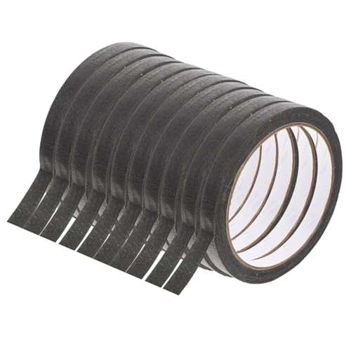 GARIOUANS 10 Rollen Schwarze Selbstklebende Temperaturbeständige Abdeckbandrollen Washi Tape für DIY Bastelprojekte Malerei Scrapbooking Kinderfreundlich Rückstandslos Entfernbar von GARIOUANS