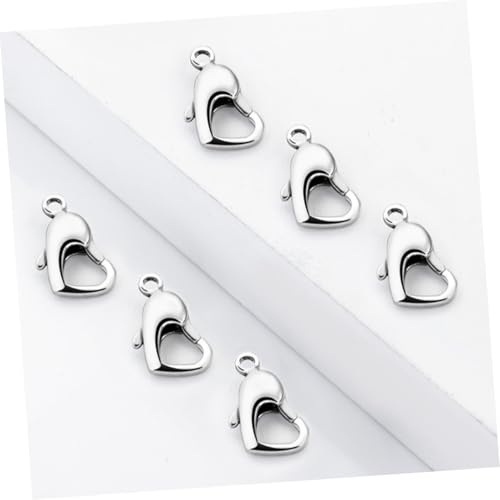 GARIOUANS 10 Stück Edelstahl Herzverschluss Schmuckverschluss für Halsketten Armbänder DIY Zubehör Langlebig Poliert Einfach zu Befestigen für Schmuck Selber Machen von GARIOUANS