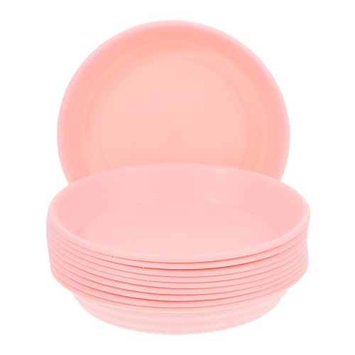 GARIOUANS 10 Stück Runde Pflanzuntersetzer aus Kunststoff Extra Dicke Blumentopf Teller mit Wassersammelfunktion Rosa Pflanzschalen für Innen und Außen Schützend vor Wasser und Erdüberlauf von GARIOUANS