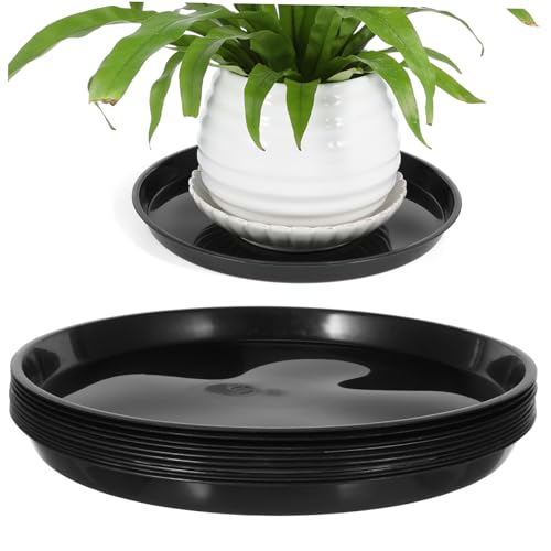 GARIOUANS 10 Stück Runde Pflanzuntersetzer aus Robustem Kunststoff Innendurchmesser Wasserfeste Pflanzentopf Abtropfschalen für Drinnen und Draußen Leicht zu Reinigen Vielseitig Einsetzbar von GARIOUANS