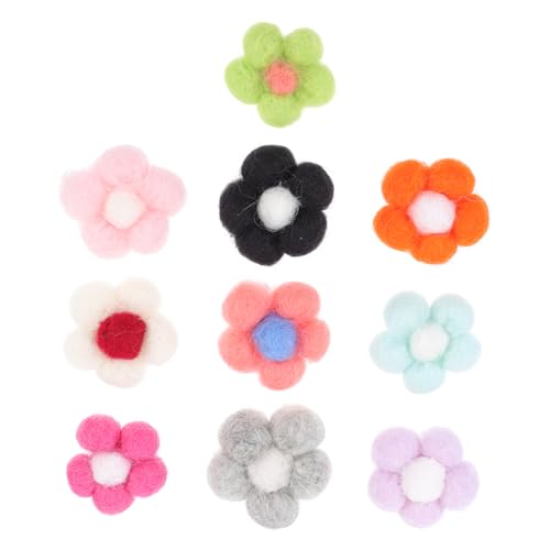GARIOUANS Filz Blumen Brosche 10 Stück Selbstgemacht Kopfschmuck Zubehör Aus Wollfilz Für Kreative Kleidungsgestaltung Handgemachte Blumenapplikation in Bunten Farben von GARIOUANS