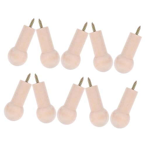 GARIOUANS 10 Stück Teiliges Runde Holz wandhaken Unlackiert Robust für Kleidung Handtücher Hüte Multifunktional Platzsparend Formschonend für Badezimmer Küche Garderobe von GARIOUANS