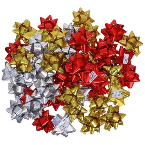 GARIOUANS 100 Stück Teiliges Selbstklebende Geschenkziehschleifen Reflektierende Bunte Pull Flower Bows für Geschenkverpackung Weihnachtsdeko Party und Hochzeitsdekoration von GARIOUANS
