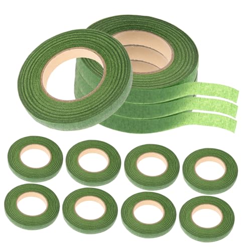 GARIOUANS 12 Rollen Teiliges Grünes Floristenband aus Krepppapier Stark Klebend Flexibel und Reißfest für Blumenstiele DIY blumenarrangements Geschenkverpackung und Bastelprojekte von GARIOUANS