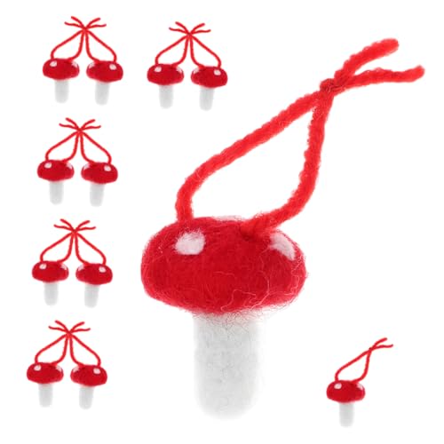 GARIOUANS 12 Stück Haarschmuck Aus Wollfilz Pilz-stickset Pilzdekorationen Süße Verzierung Pilz-Ornament Aus Filz Pilze Zum Basteln Garten Pilze Ornamente Pilz Weihnachtsschmuck Rot von GARIOUANS